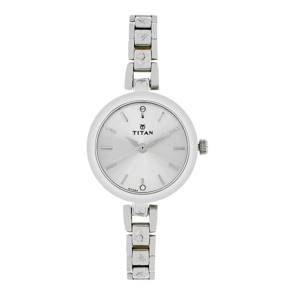 Titan Quartz Analog Silver Dial Stainless Steel Strap Watch for Women-NN2598SM01