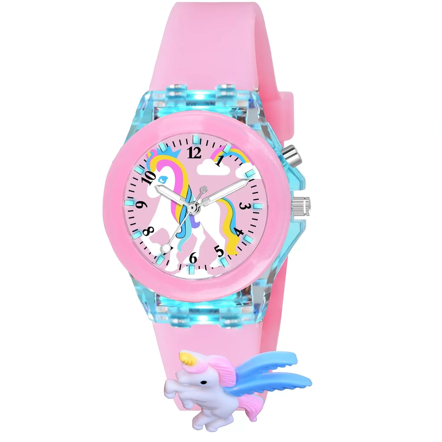 ON TIME OCTUS Kids Analouge Multi-Color Light Cute 3D Cartoon Character Girls Watch (Multicolour Dial & Colored Strap)