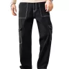 AVANOVA Bell-Bottom Men Cargo Jeans II Men Cargo Pants II Denim Cargo for Men II Cotton Pant II Wide Legs II Flap Pockets II Cargo for Men (Jeans-119)