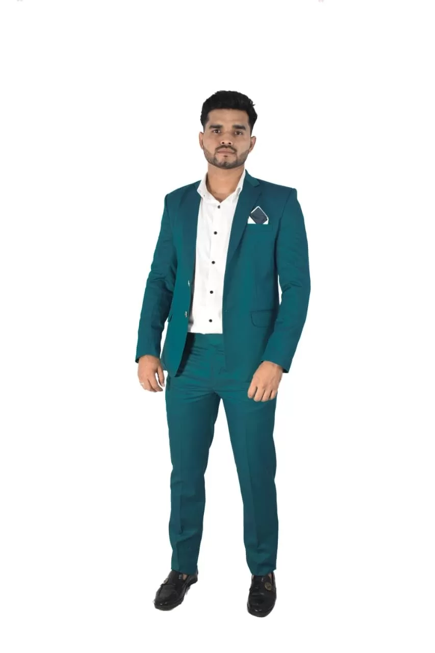 Active Fashion Men’s 2 Piece Solid Regular Fit Suit Set with Coat and Trouser