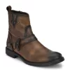 Delize Brown|Black Leather Mid Ankle Side Zipper Men Boots