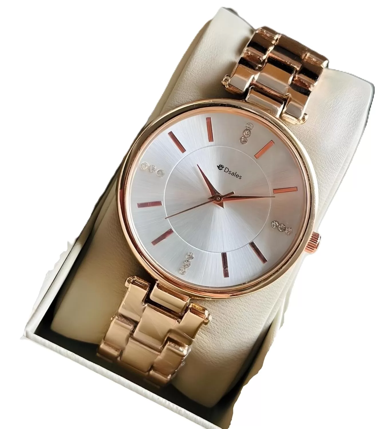 Dsales Women Analogue Wrist Watches for Women’s & Girls&Miss&Ladies Diamond Studded Dial Rosegold Colored Stylish Bracelet Strap