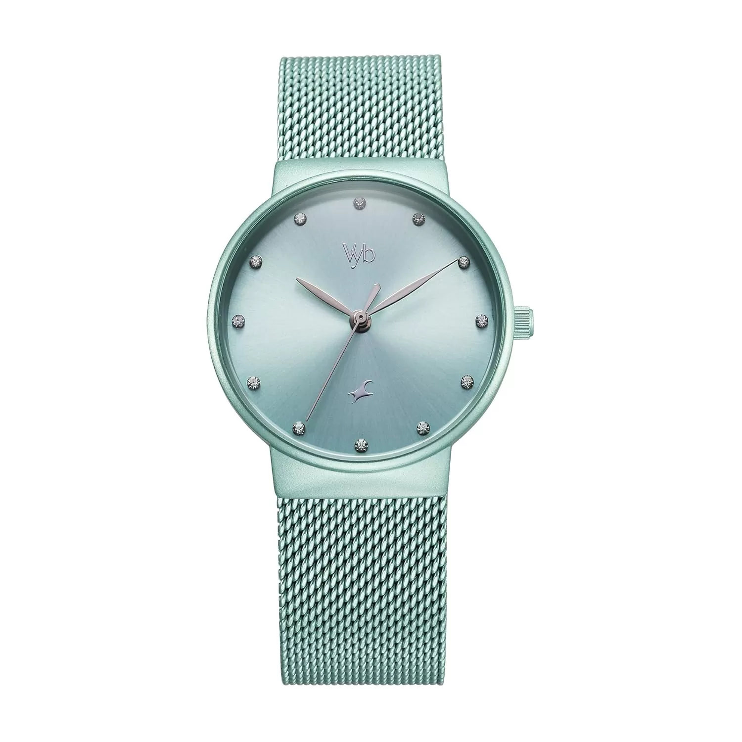 Fastrack Vyb Bliss Quartz Analog Sea Green Dial Sea Green Mesh Strap Watch for Women-FV60046QM02W