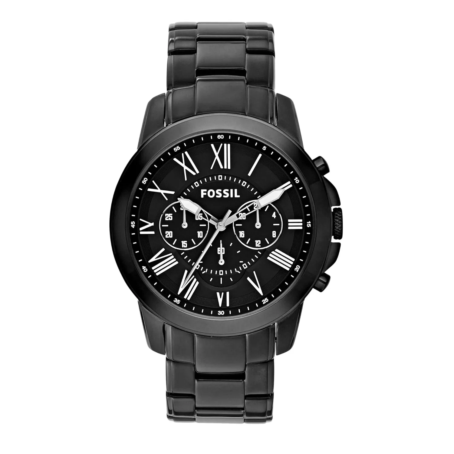 Fossil Men Stainless Steel Grant Chronograph Analog Black Dial Watch – Fs4832, Band Color-Black