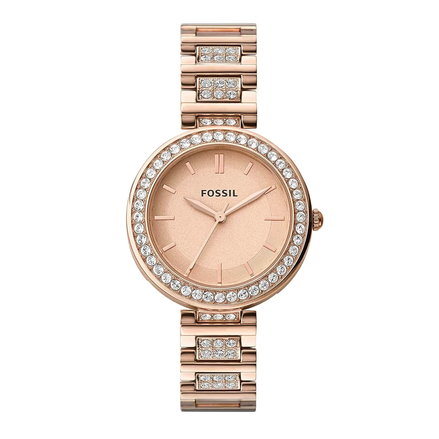 Fossil Stainless Steel Women Karli Rose Gold Dial Analog Watch Bq3181, Rose Gold Band