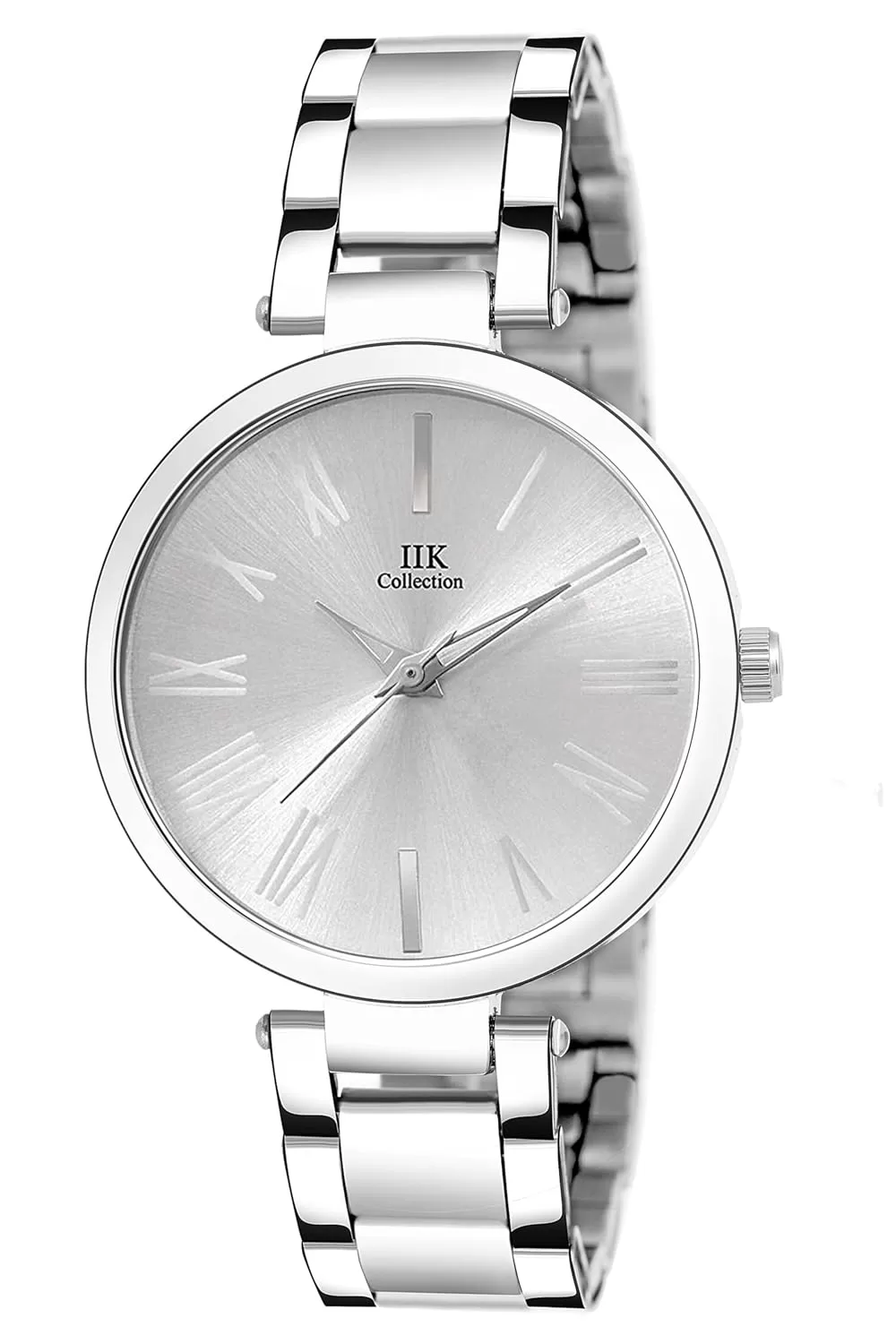 IIK COLLECTION Watches for Women Round Studded Dial | Quartz Movemnet |Long Battery Life|Stainless Steel Bracelet Chain Strap|Double Lock Clasp Safety Watches for Girls