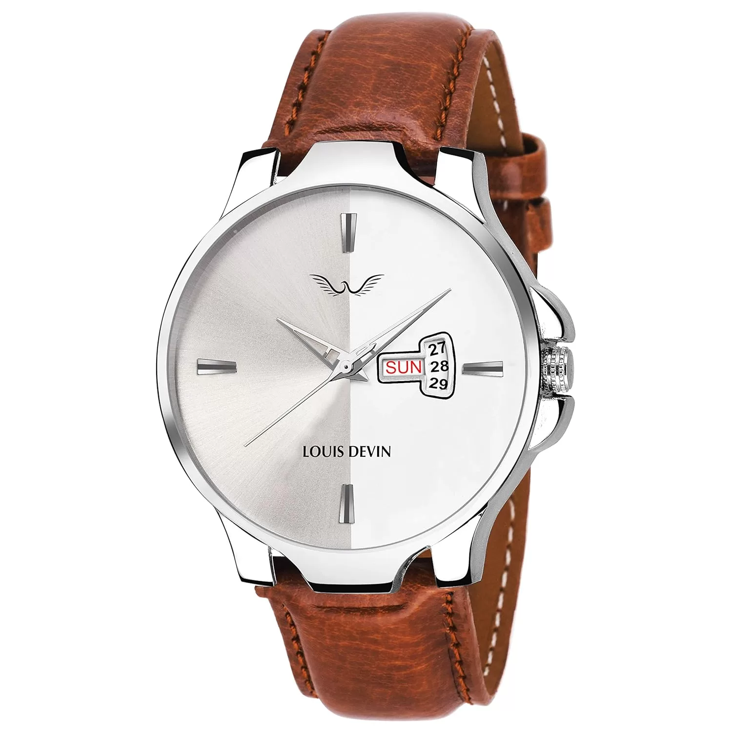 LOUIS DEVIN WT030 Leather Strap Analog Wrist Watch for Men