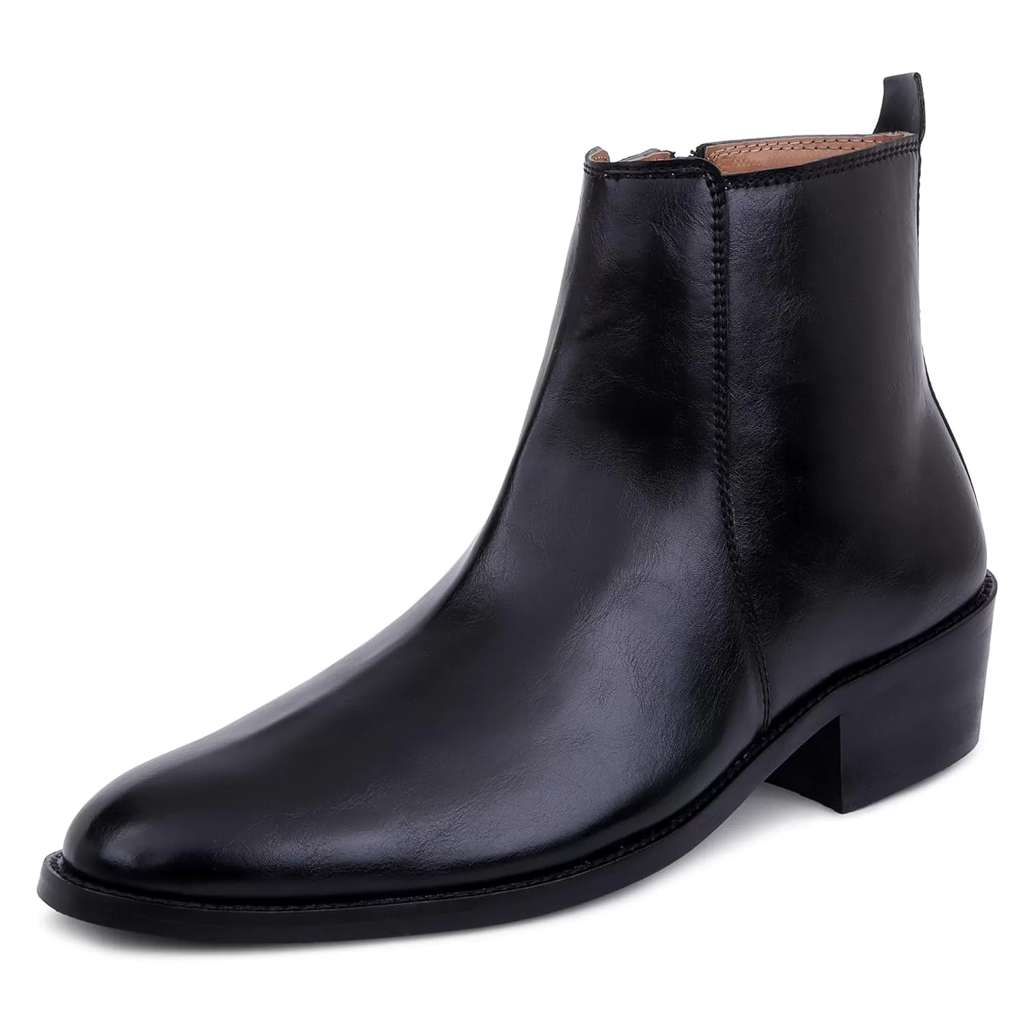 LOZANO Genuine Leather Black Chelsea Boots for Men | High Ankle Boots, Soft Cushioned Insole, Slip-Resistance, Arch Support & Shock Absorption