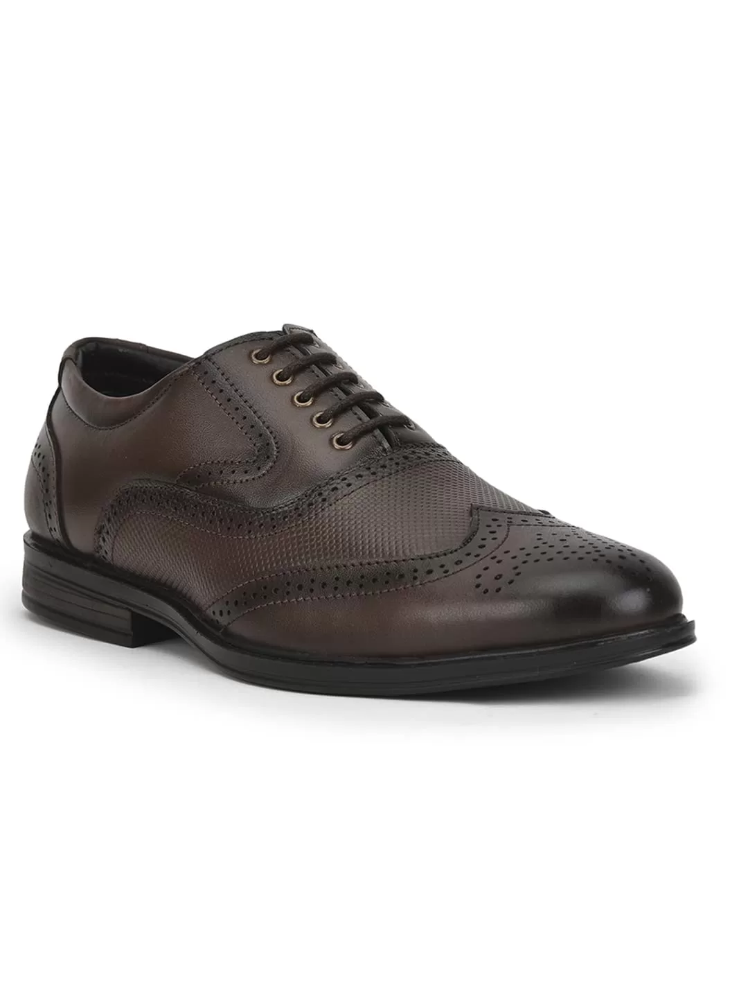 Liberty Fortune HOL-125E Lacing Brogue Shoes for Men with PU Sole | Comfortable & Lightweight | Cushioned Footbed | Durable & Trendy Design | Leather Insole | Formal Footwear