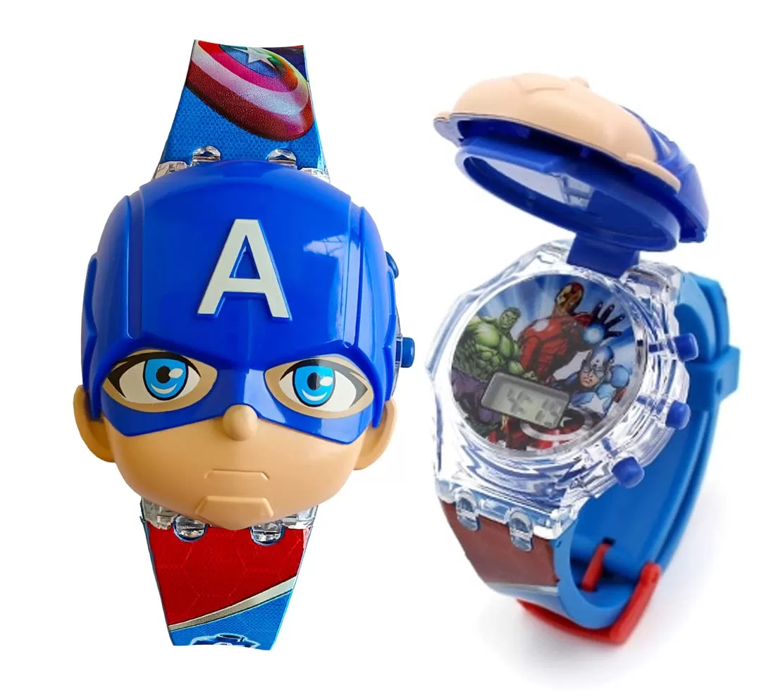 Matrix Kids Edition 3D Spiderman/Frozen/Ben 10/Hello Kitty/Iron Man Avenger Digital Watch for Kids with Music & Disco Lights (Boys & Girls)