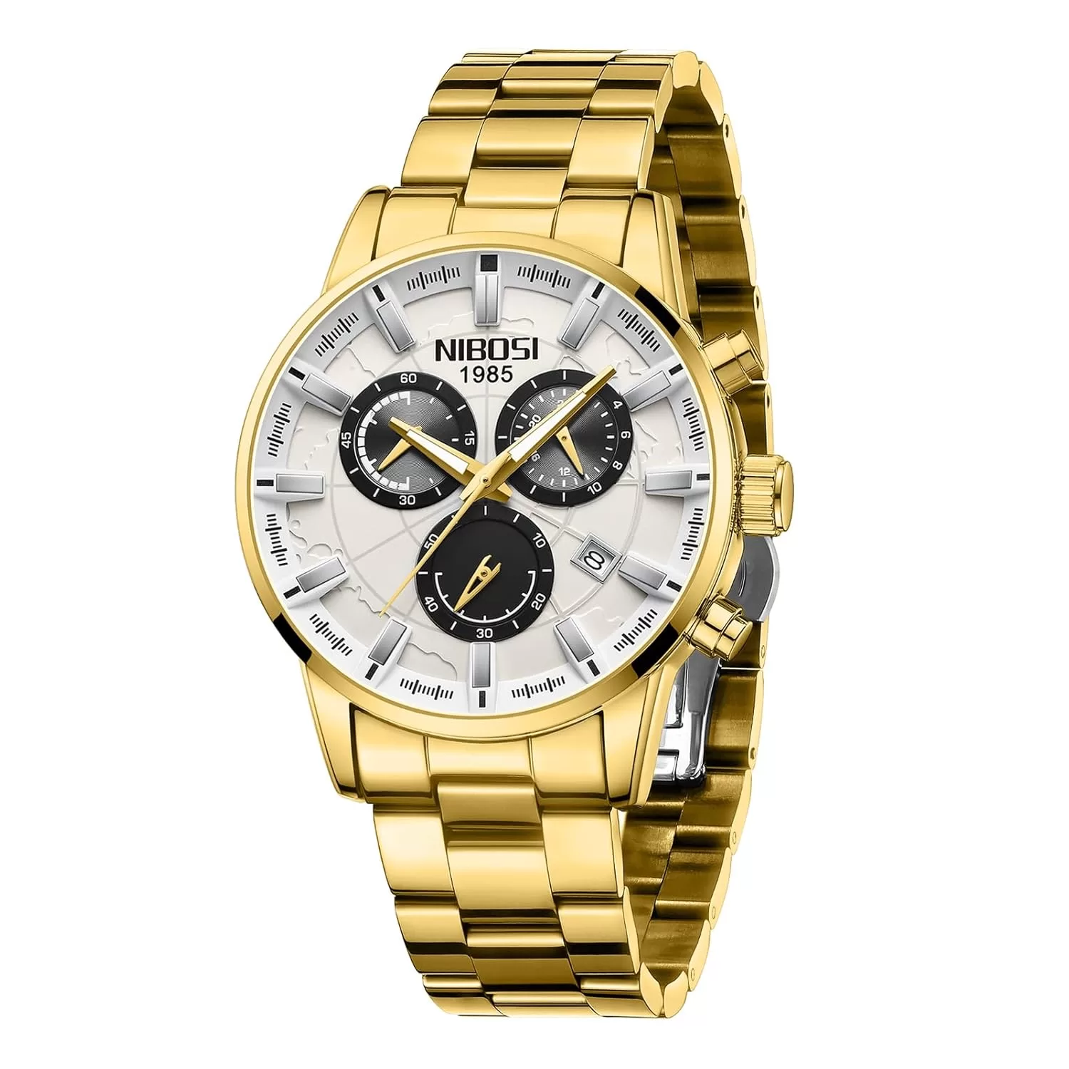 NIBOSI Men’s Watches Analog Business Chronograph Casual Watches Military Waterproof Stainless Steel Wrist Watches for Boy