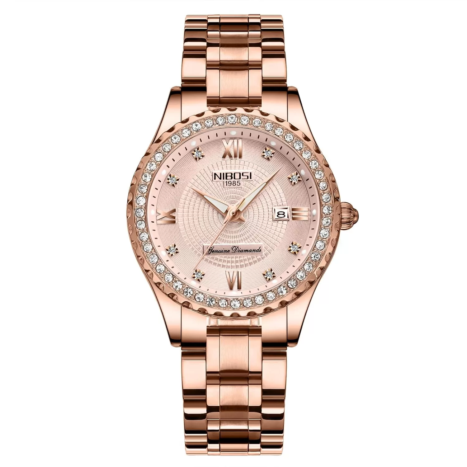 NIBOSI Women Watches Analogue Wrist Watches Watches for Women’s & Girls&Miss&Ladies Rose Gold Dial Watch with Stylish Diamond Studded Watches