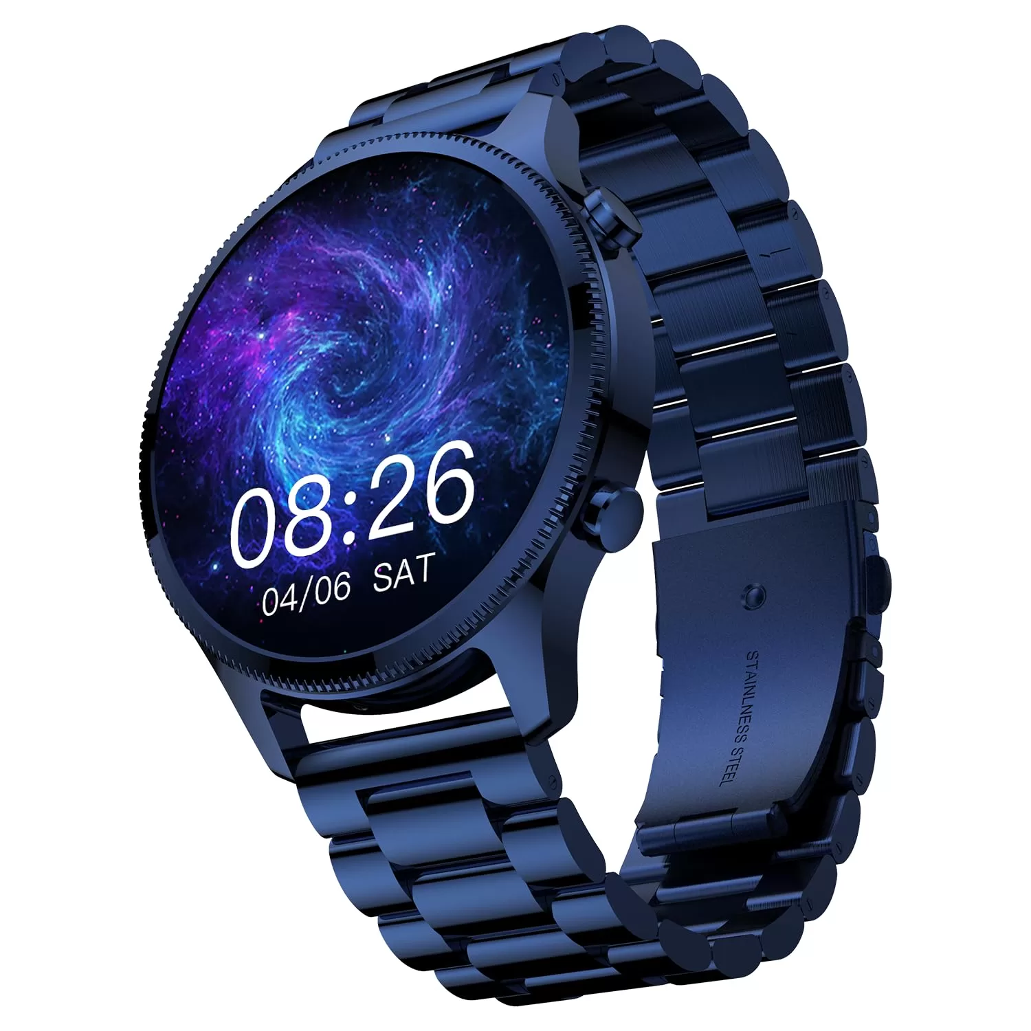 Noise Halo Plus Elite Edition Smartwatch with 1.46″ Super AMOLED Display, Stainless Steel Finish Metallic Straps, 4-Stage Sleep Tracker, Smart Watch for Men and Women (Elite Blue