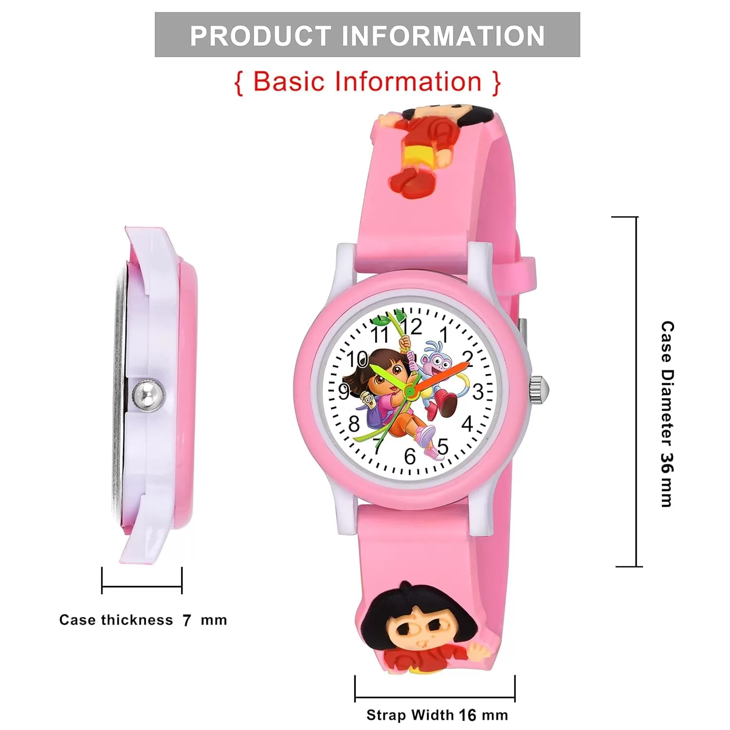 SELLORIA Silicone White Dial Dora Love Watch Series Analogue Girl’S Kids Watch