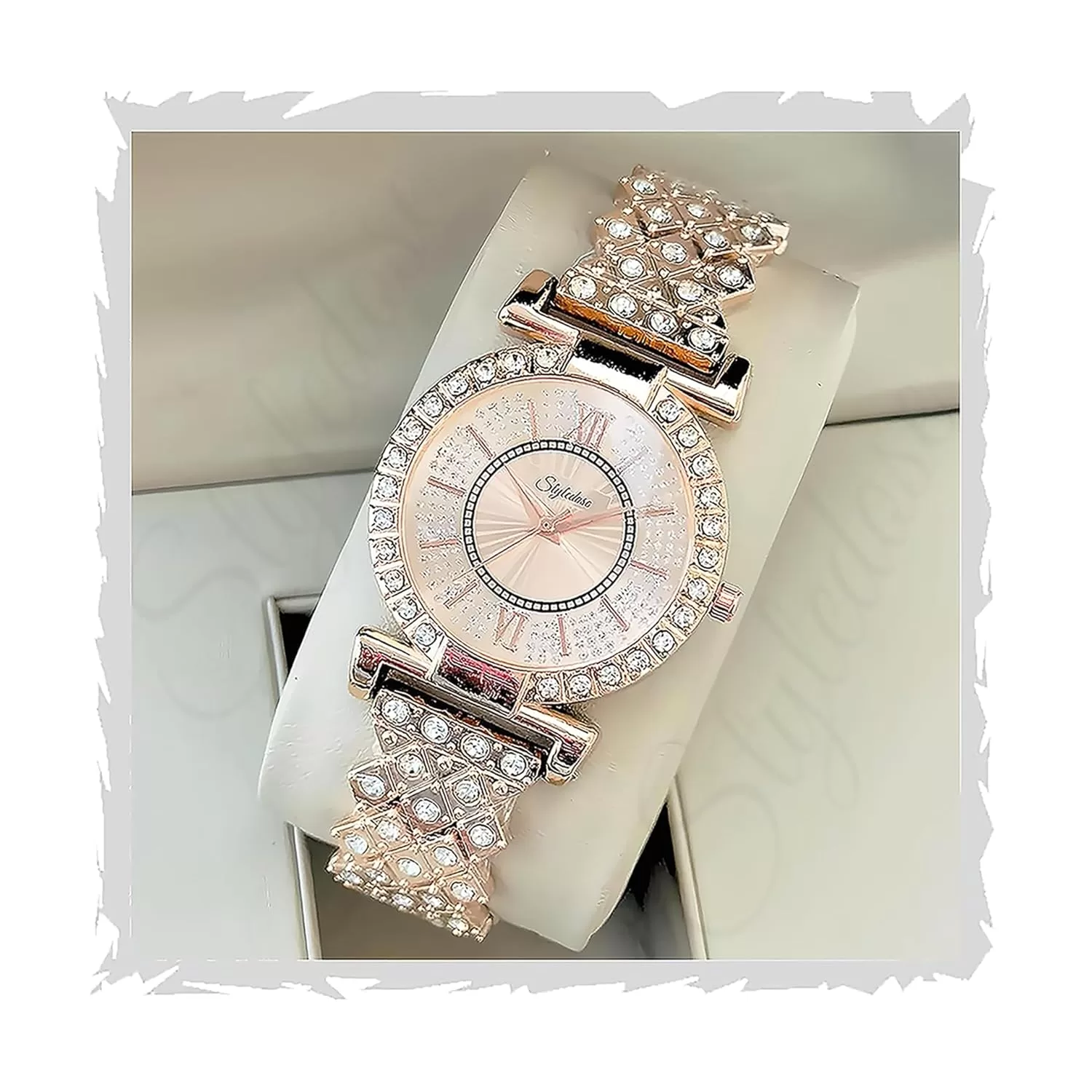 STYLEDOSE Luxury Dial with Roman Marker in Diamond Studded Round case with brecelet Strap Stylish Quartz Analogue Wrist Watches for Women’s & Girls&Miss&Ladies