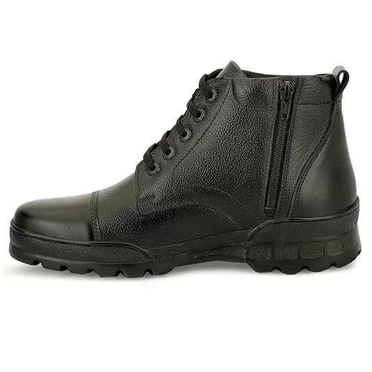 SVpanther Police Boot Shoes for Mens Black Genuine Leather Durable