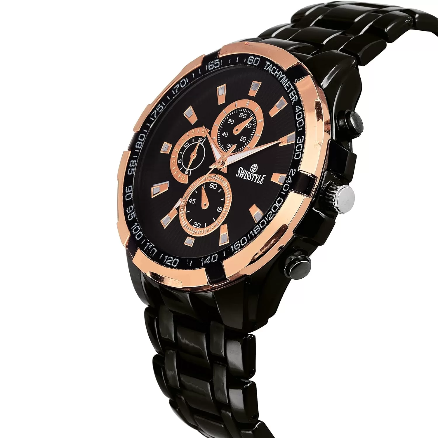 SWISSTYLE Black Chain Chrono Look Analog Watch for Men