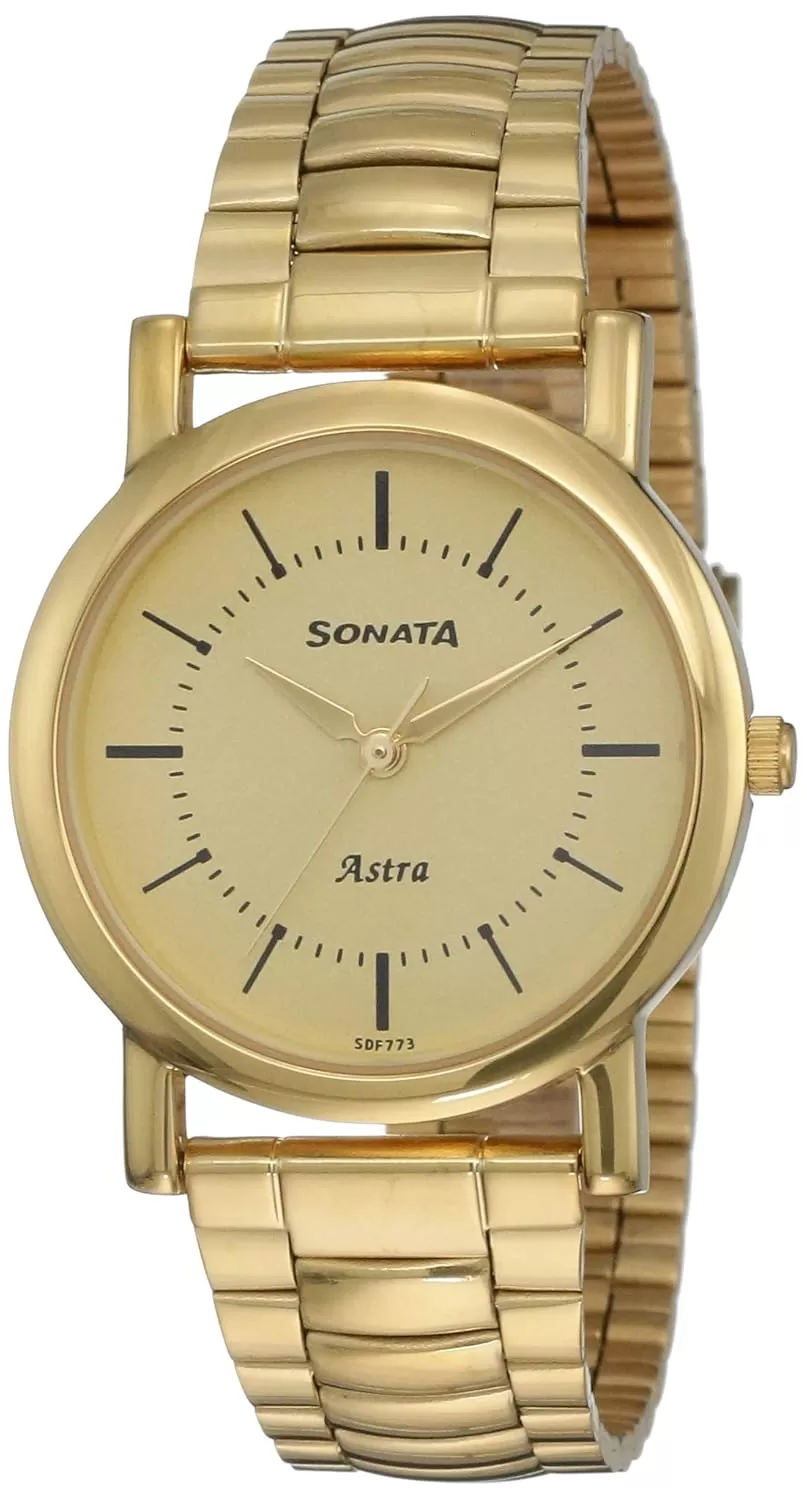 Sonata Analog Champagne Dial Men’s Watch-NN77049YM01/NP77049YM01