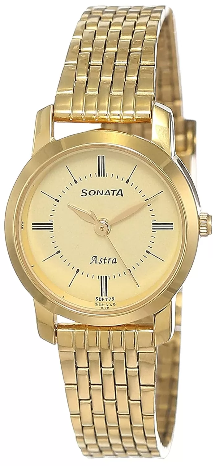 Sonata Analog Champagne Dial Women’s Watch NM87018YM01/NN87018YM01