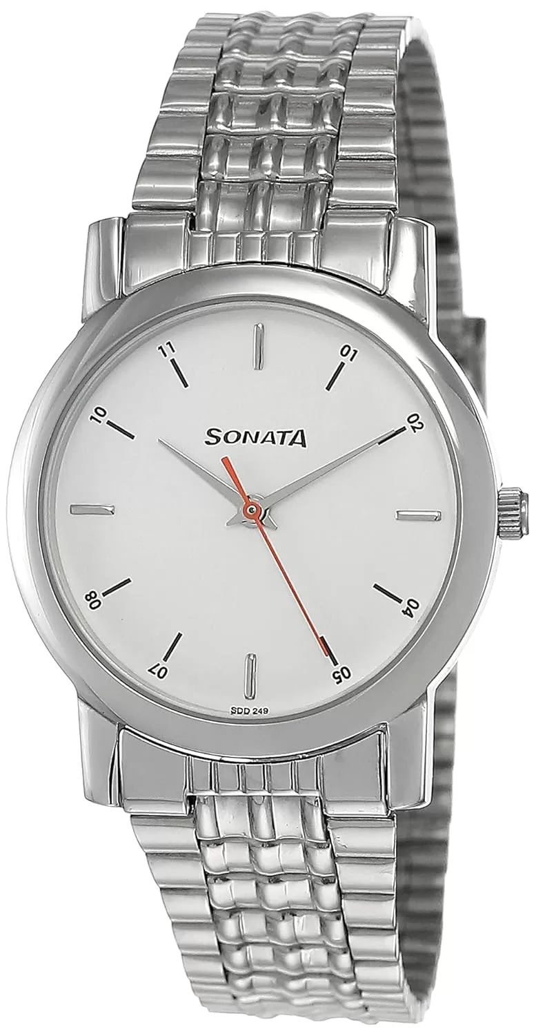 Sonata Analog White Dial Men’s Watch -NJ7987SM03W