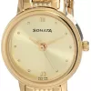 Sonata Quartz Analog Champagne Dial Metal Strap Watch for Women-NS8096YM02