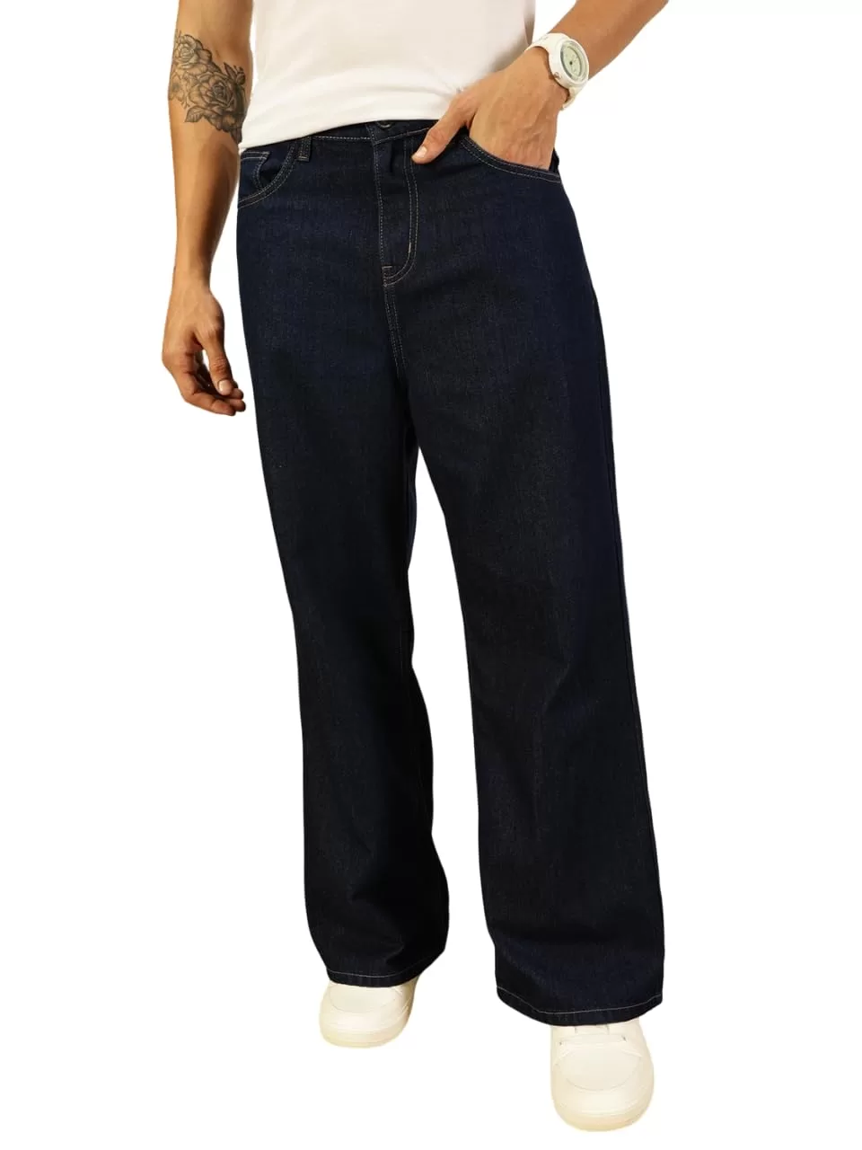 Thomas Scott Men 100% Cotton Loose Fit Boot Cut Jeans