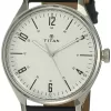 Titan Men's Minimalist Zen Analog Blue Watch: Sleek Leather Strap with Contrast Hands-1802SL02