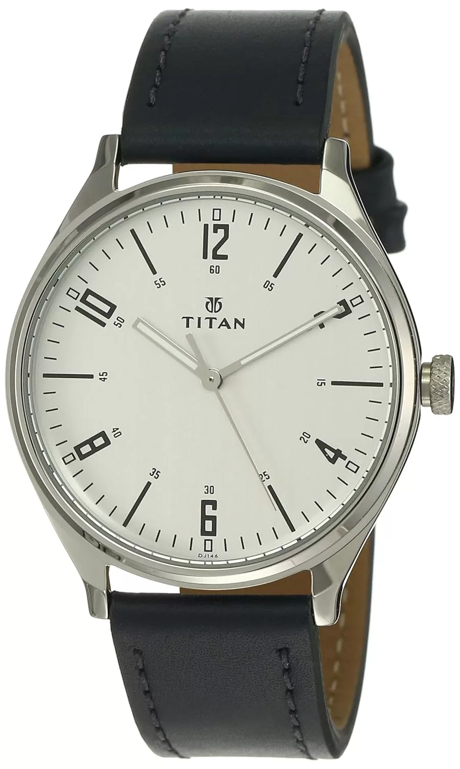 Titan Men’s Minimalist Zen Analog Blue Watch: Sleek Leather Strap with Contrast Hands-1802SL02