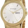 Titan Quartz Analog with Day and Date Silver Dial Stainless Steel Strap Watch for Men-NS1650YM05