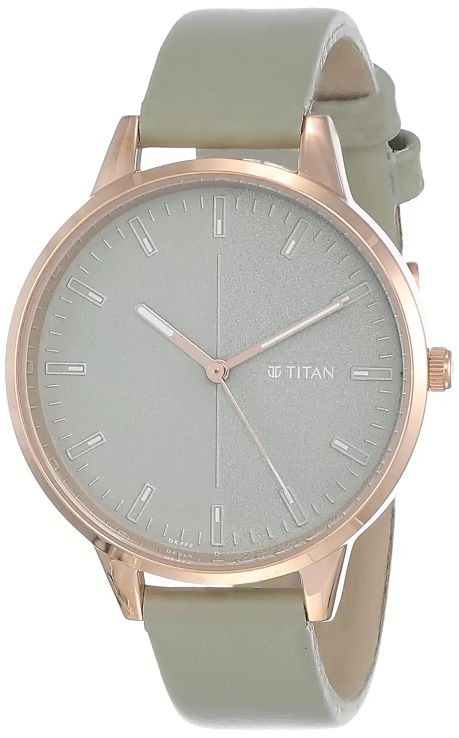 Titan Women’s Precision Simplicity Analog Watch: Green Gradient Dial with Leather Strap-NS2648WL01