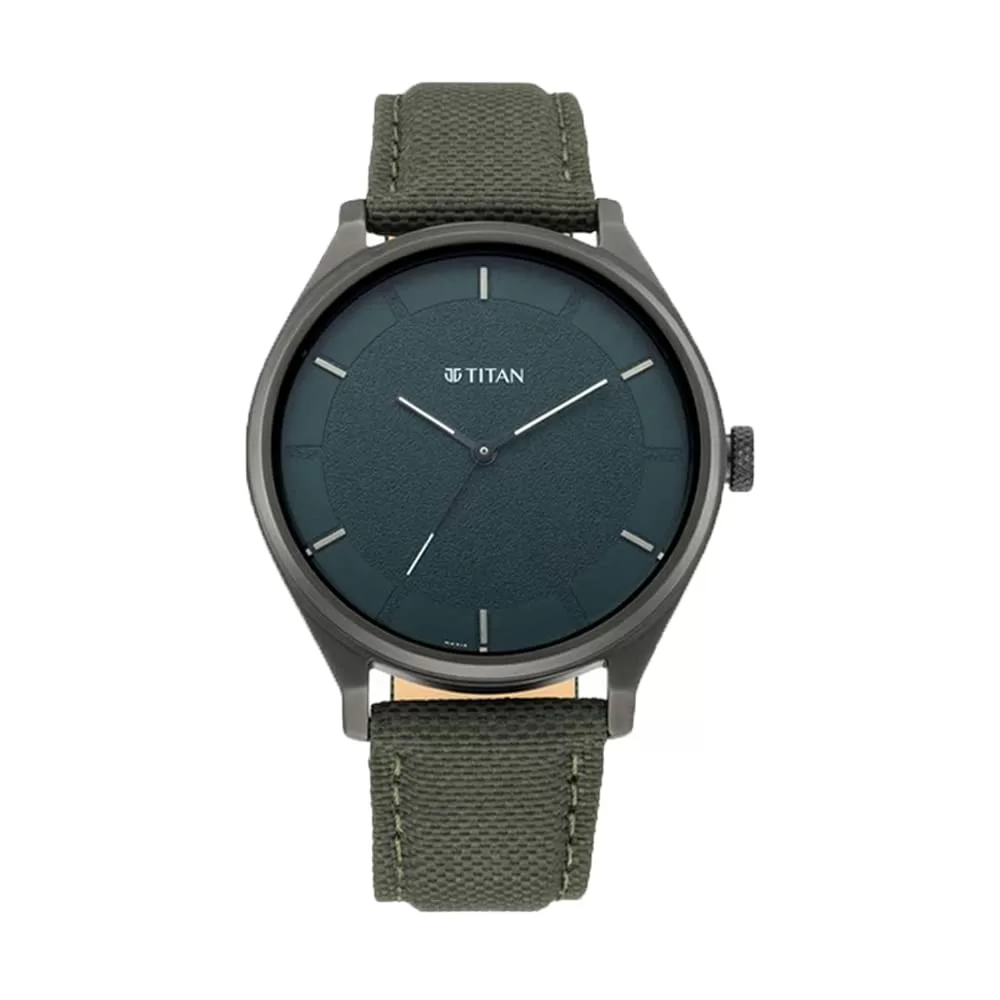 Titan Workwear Green Dial Analog Leather Strap Watch for Men-NS1802NL02