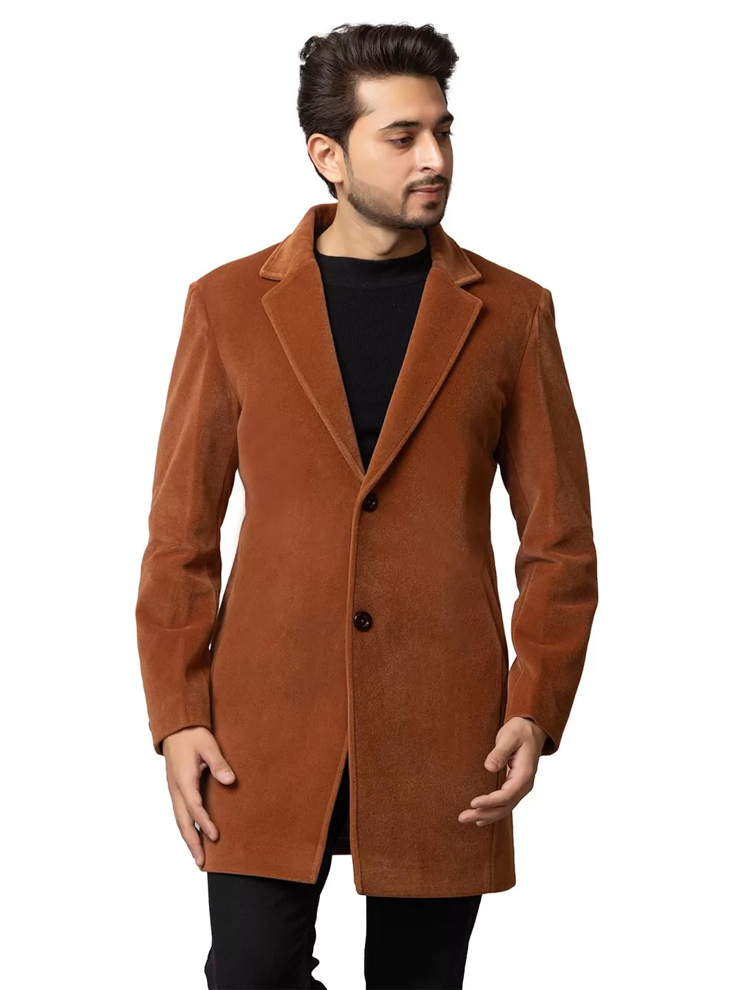 YHA Winter Wear Solid Full Sleeves Long Coats for Men