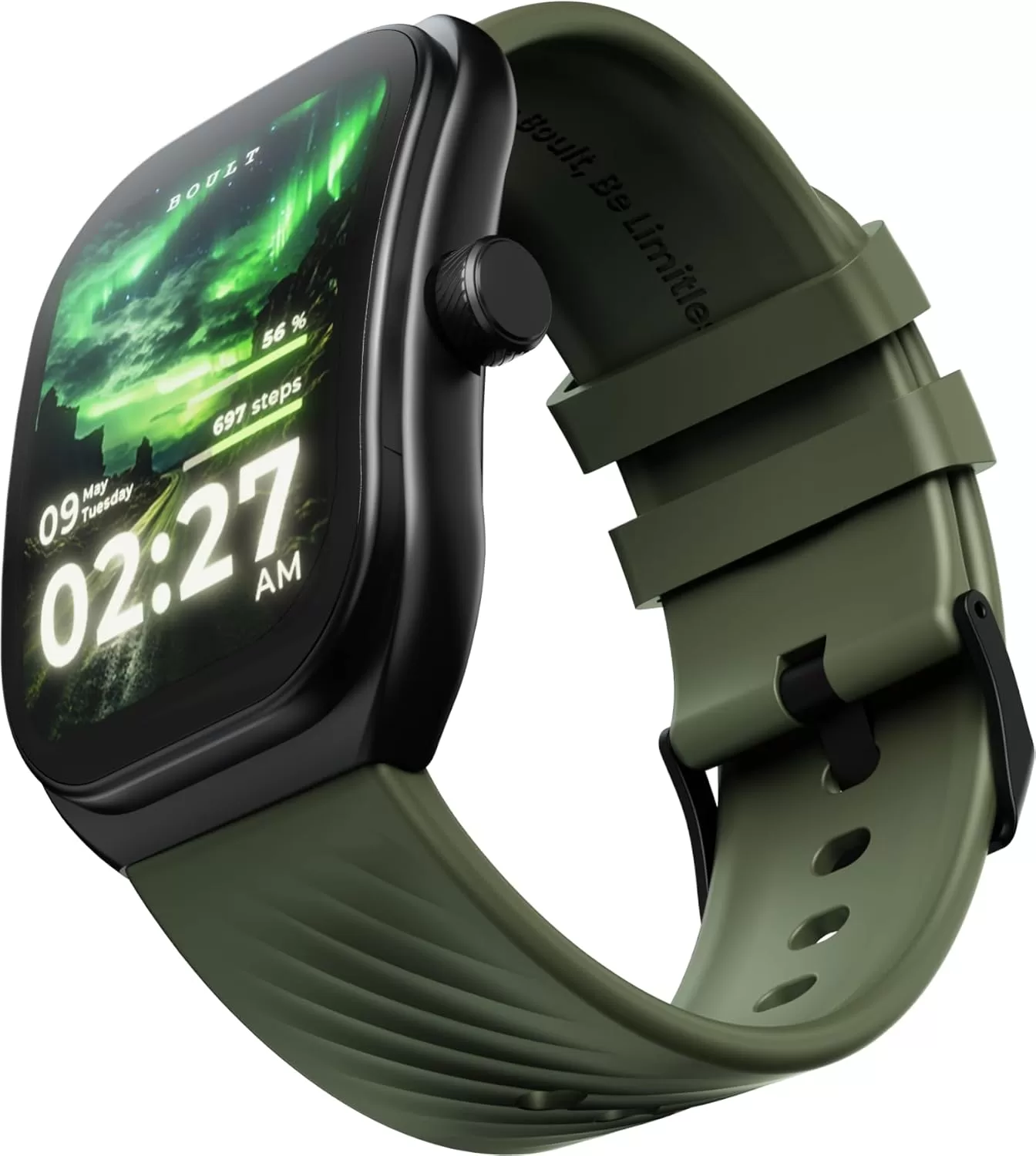 Boult Newly Launched Trail Smart Watch 2.01” 3D Curved HD Display, BT Calling, Working Crown, 190+Watchfaces, 500 Nits Brightness, AI Voice Assistant, SpO2 Monitoring, 120+ Sports Mode (Jade Green)