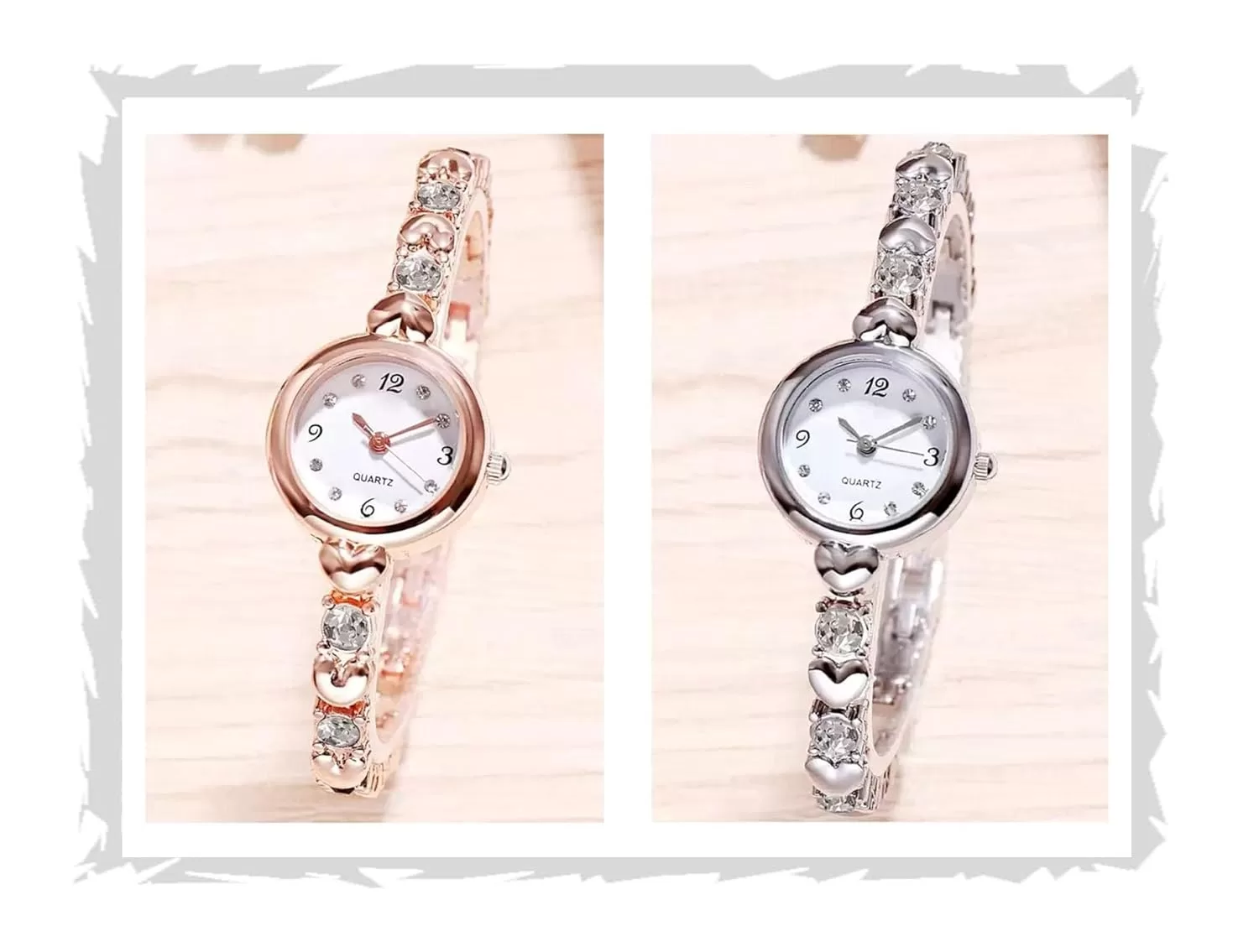 Acnos Premium Brand Analogue White Dial Rosegold Silver Bengle Watch Gift for Girls Women Watch for Girl Women Combo of 2