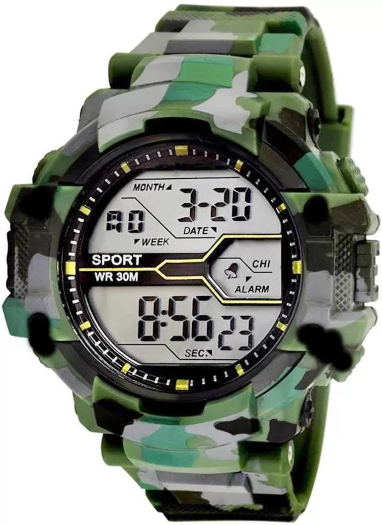 Acnos® Premium Men’s 3 Color Army Shockproof Waterproof Digital Sports Watch – Black