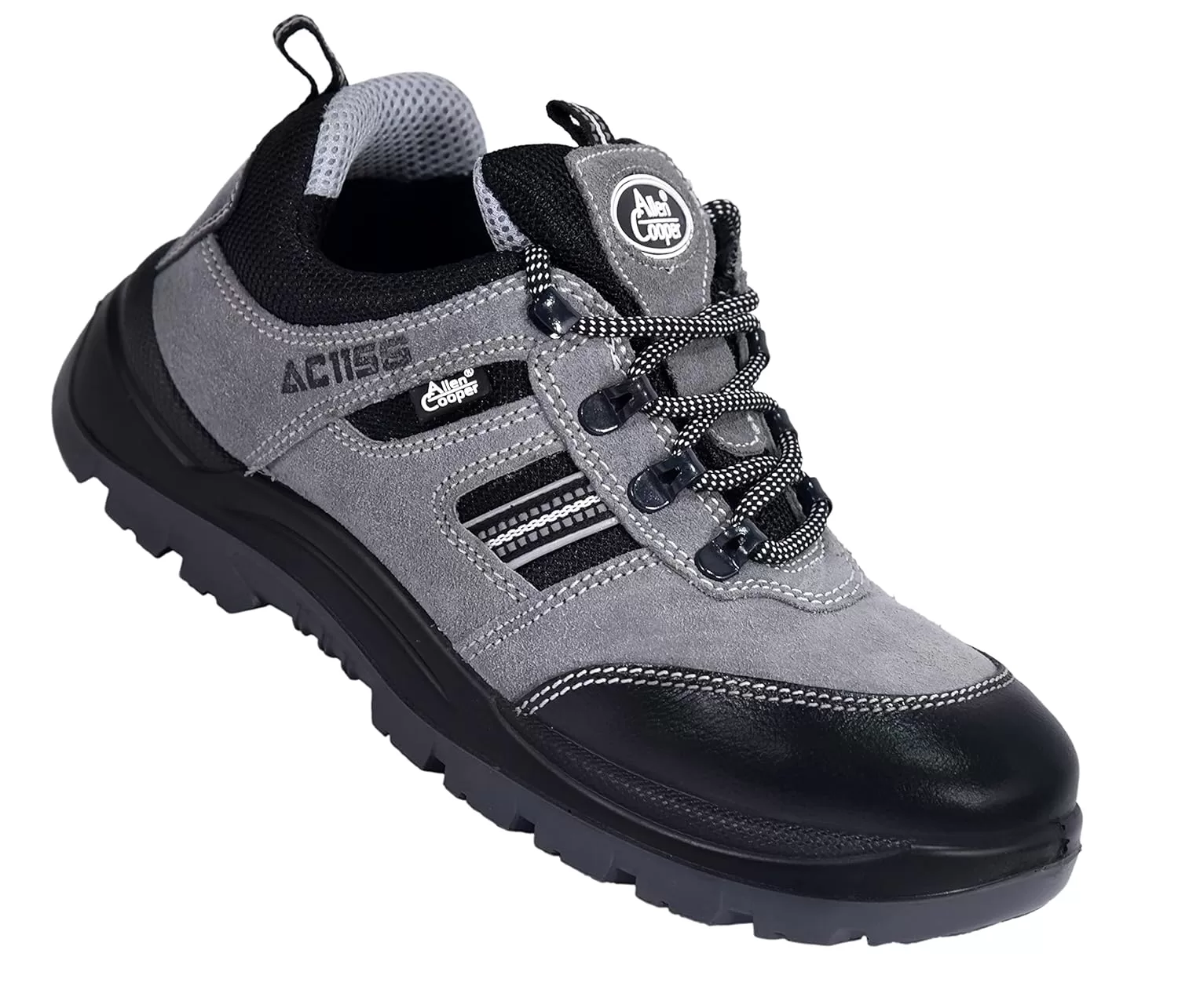 Allen Cooper 1156 Men’s Safety Shoe, Size-7 UK, Grey (1 Pair Free Socks)