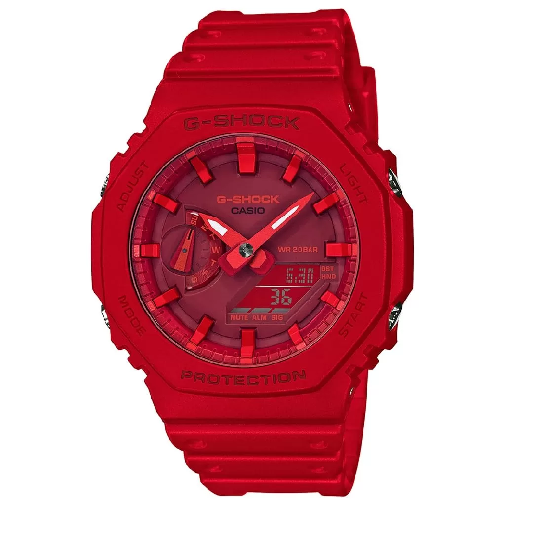 Casio Resin Analog-Digital Red Dial & Band Men’s Watch-Ga-2100-4Adr (G988)