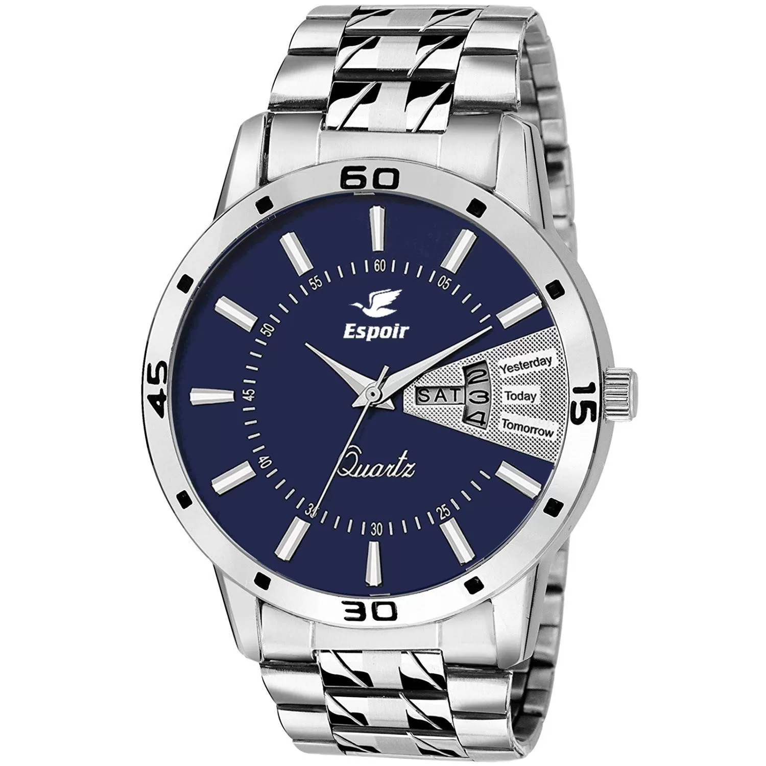 Espoir Stainless Steel Day and Date Blue Dial Analog Mens Watch Sam0507