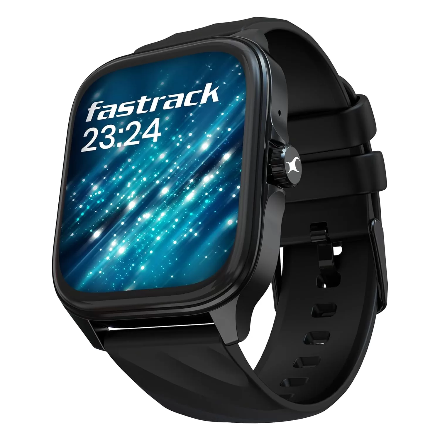 Fastrack New Astor FS1 PRO Smart Watch, Large Super AMOLED Display (1.97″) AOD, AI Voice Assistance, Functional Crown, SingleSync BT Calling, 100+ Sports Modes & Smartwatch Faces, IP68 (Black)