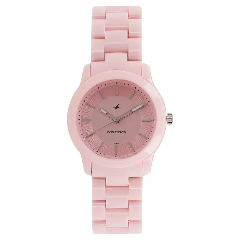 Fastrack Trendies Quartz Analog Pink Dial Plastic Strap Watch for Girls-NS68006PP04