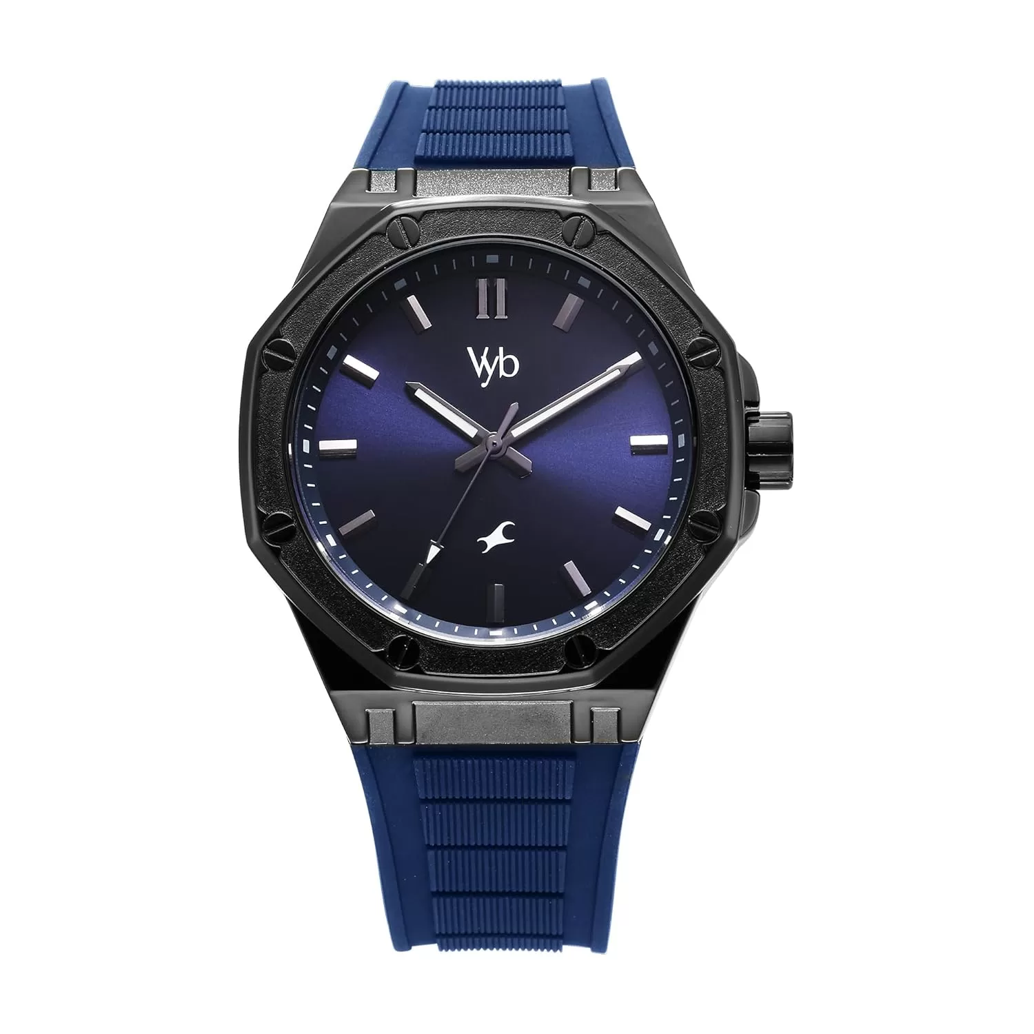 Fastrack Vyb Quartz Analog Blue Dial Dark Blue Silicon Strap Watch for Men-FV30008NP03W