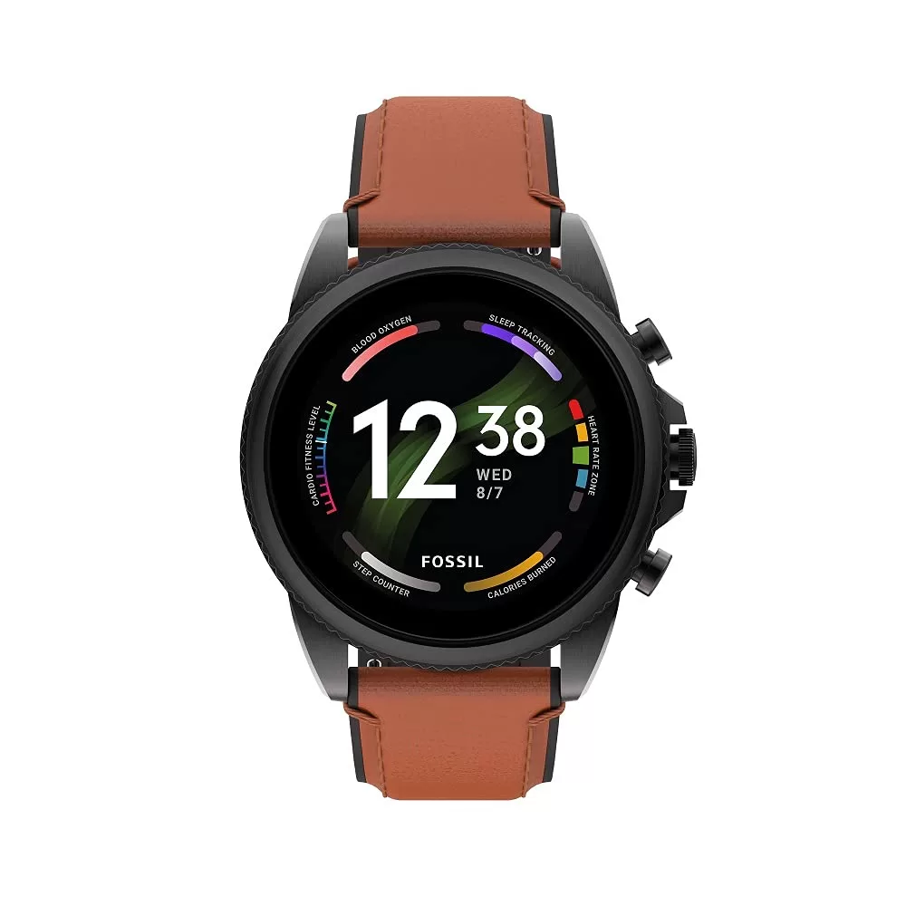 Fossil Gen 6(44Mm, Brown Color) Mens Smartwatch With Amoled Screen, Alexa Built-In, Snapdragon 4100+ Wear Platform, Google Assistant, Spo2, Wellness Features And Smartphone Notifications – Ftw4062