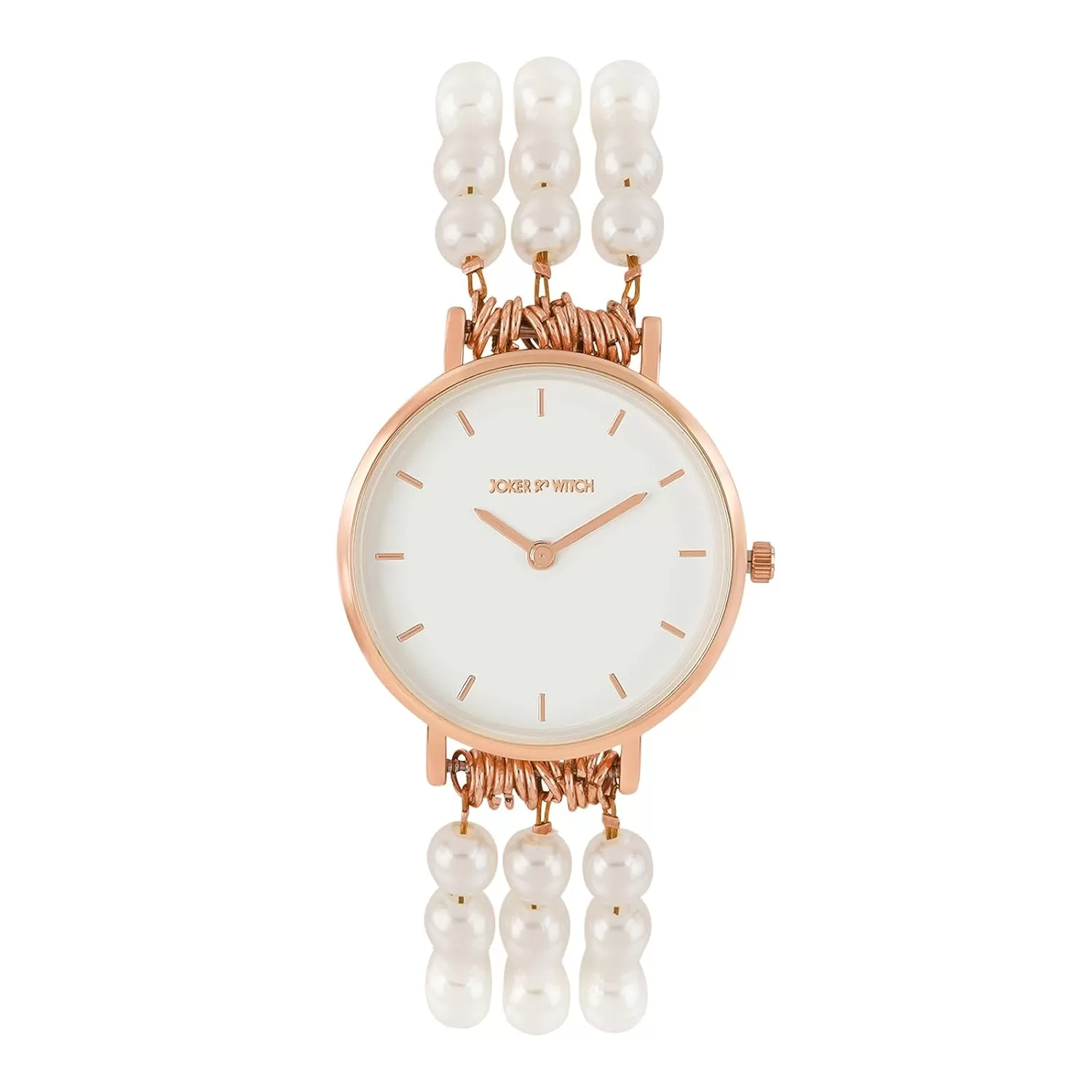 Joker & Witch Women’s Rosette White Dial Single Wrap Rose Gold Pearl Analogue Watch