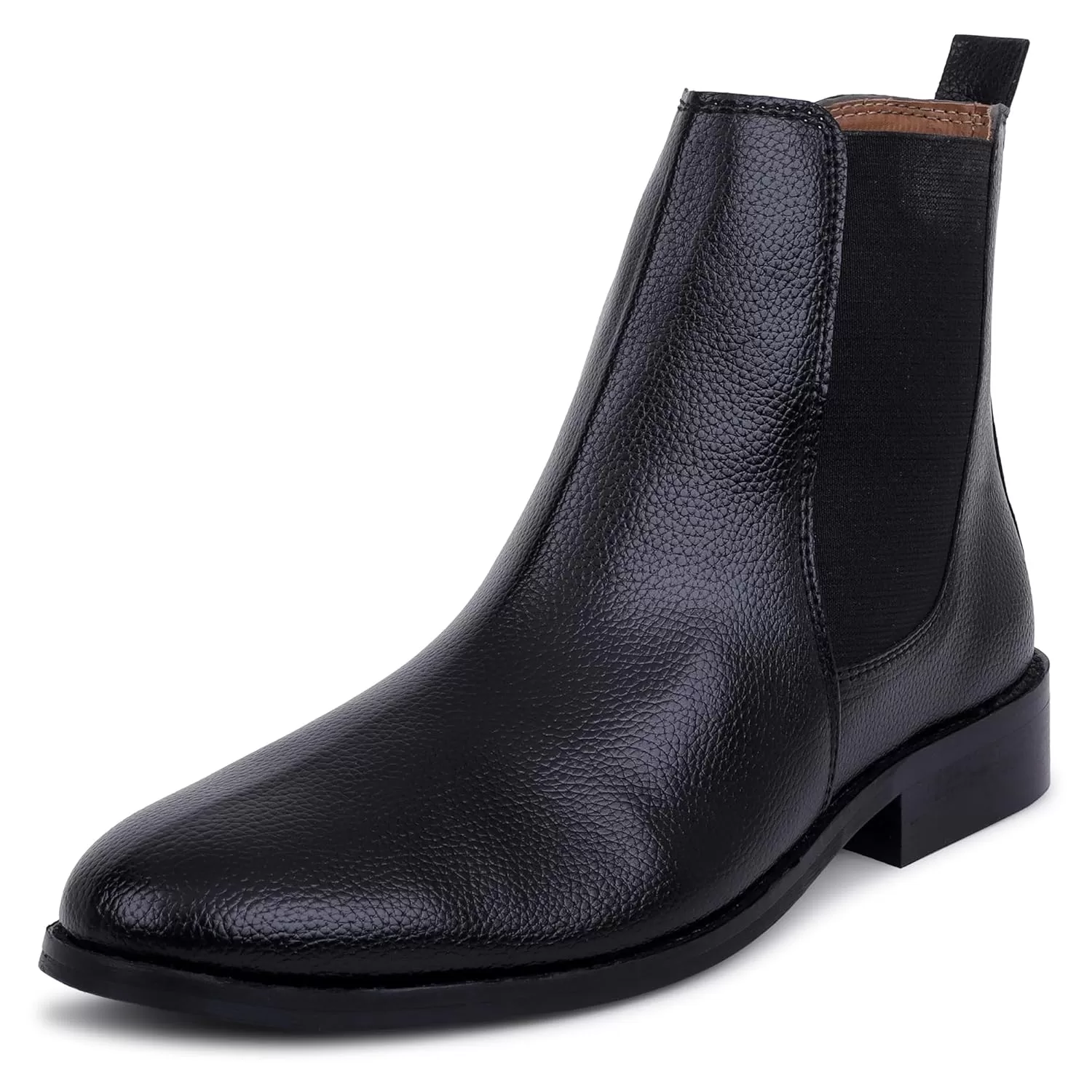 LOZANO Genuine Milled Leather Black Chelsea Boots for Men | High Ankle Boots, Soft Cushioned Insole, Slip-Resistance, Arch Support & Shock Absorption