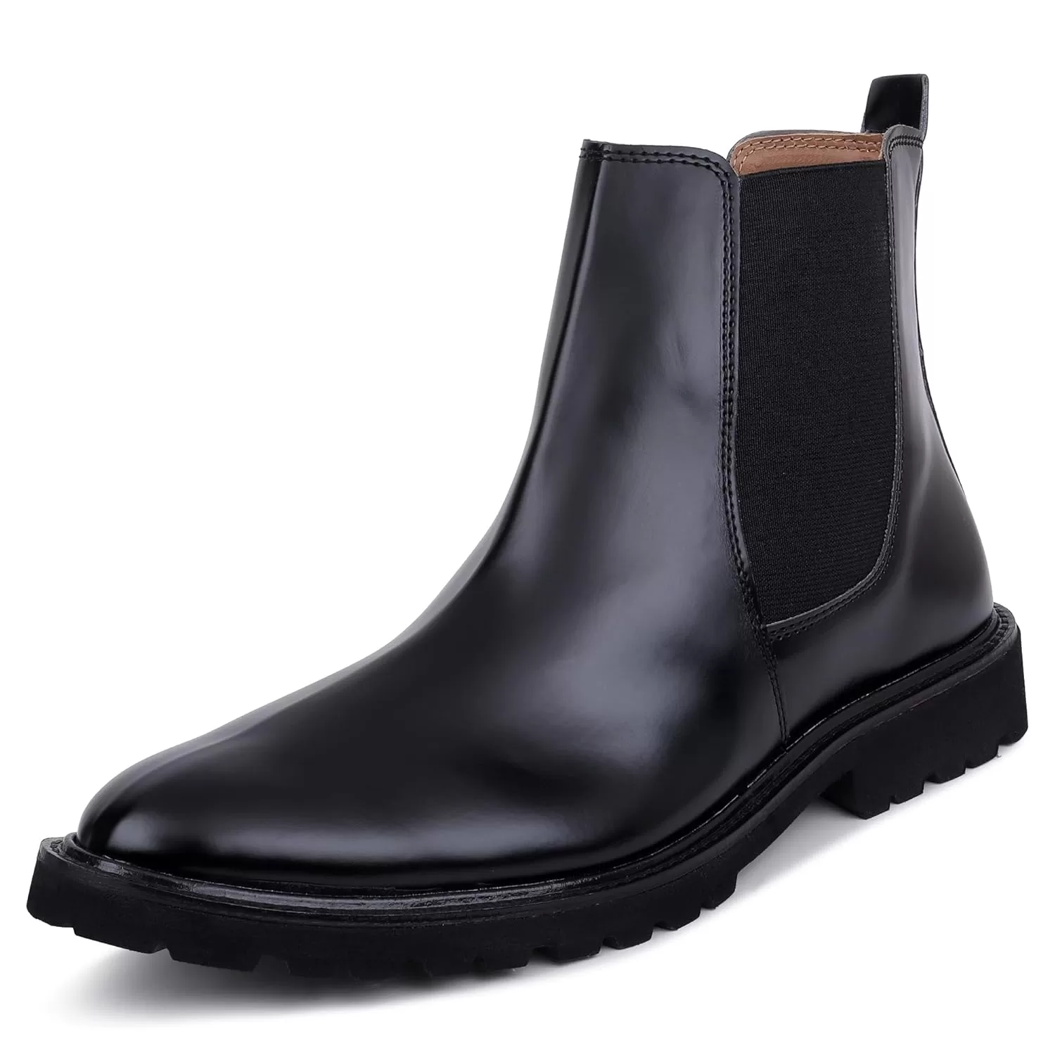 LOZANO Leather Black Chelsea Boots for Men | High Ankle Boots, Soft Cushioned Insole, Slip-Resistance, Arch Support & Shock Absorption