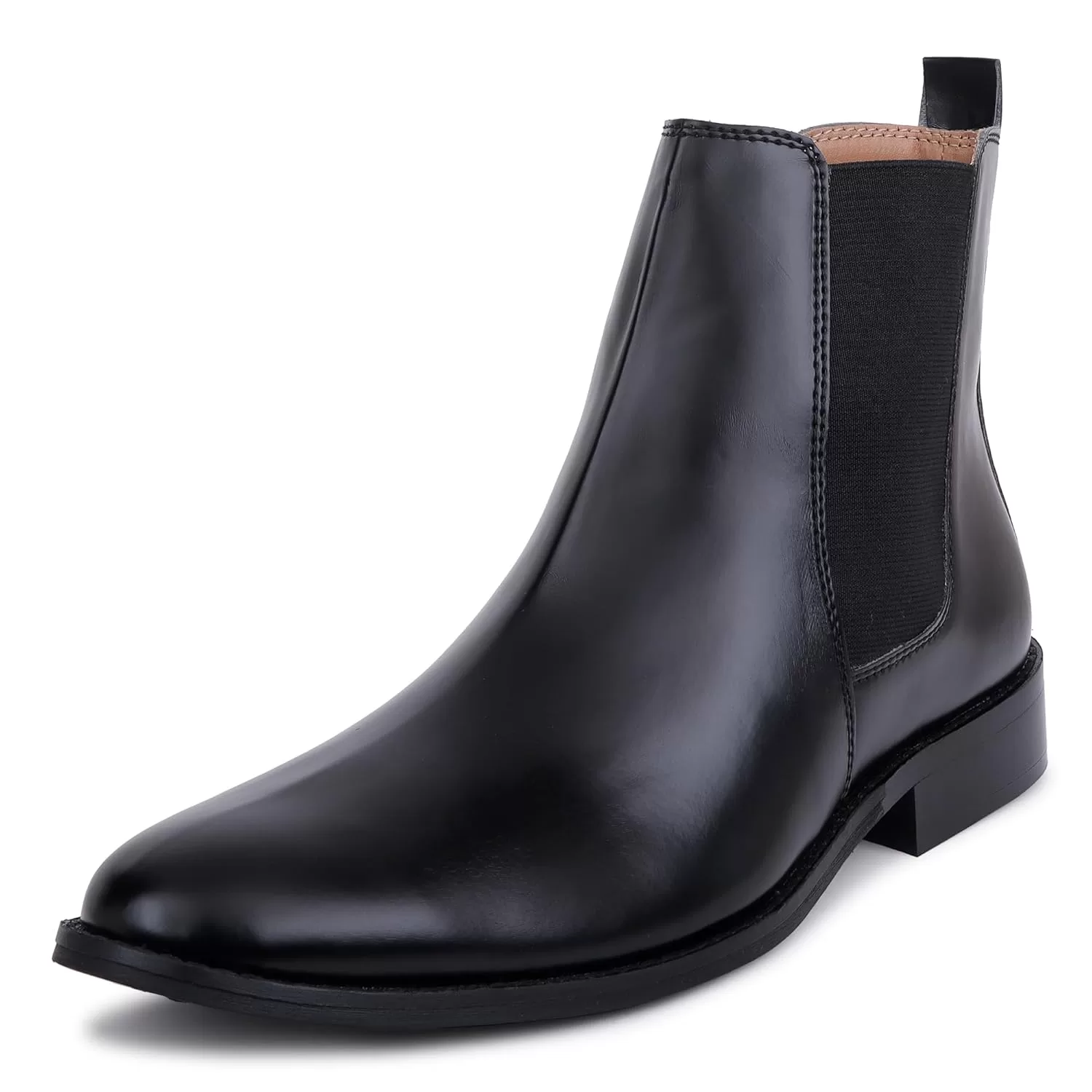 LOZANO Leather Black Classic Chelsea Boots for Men | High Ankle Boots, Soft Cushioned Insole, Slip-Resistance, Arch Support & Shock Absorption