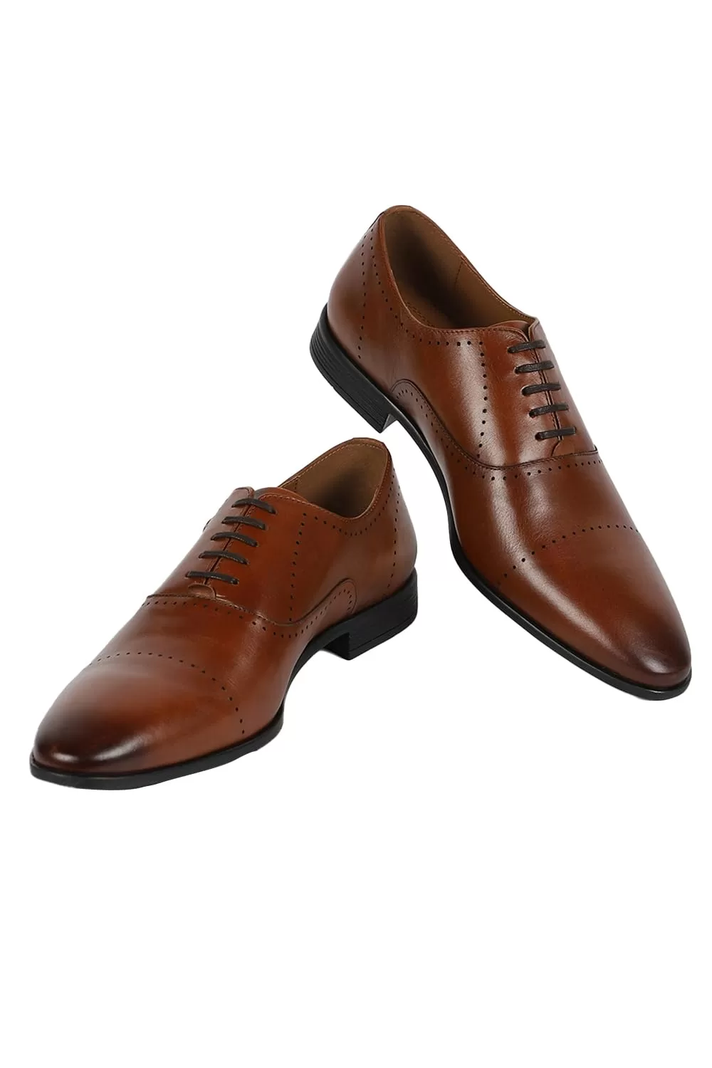 Louis Philippe Men Formal Brown Leather Oxford Shoes