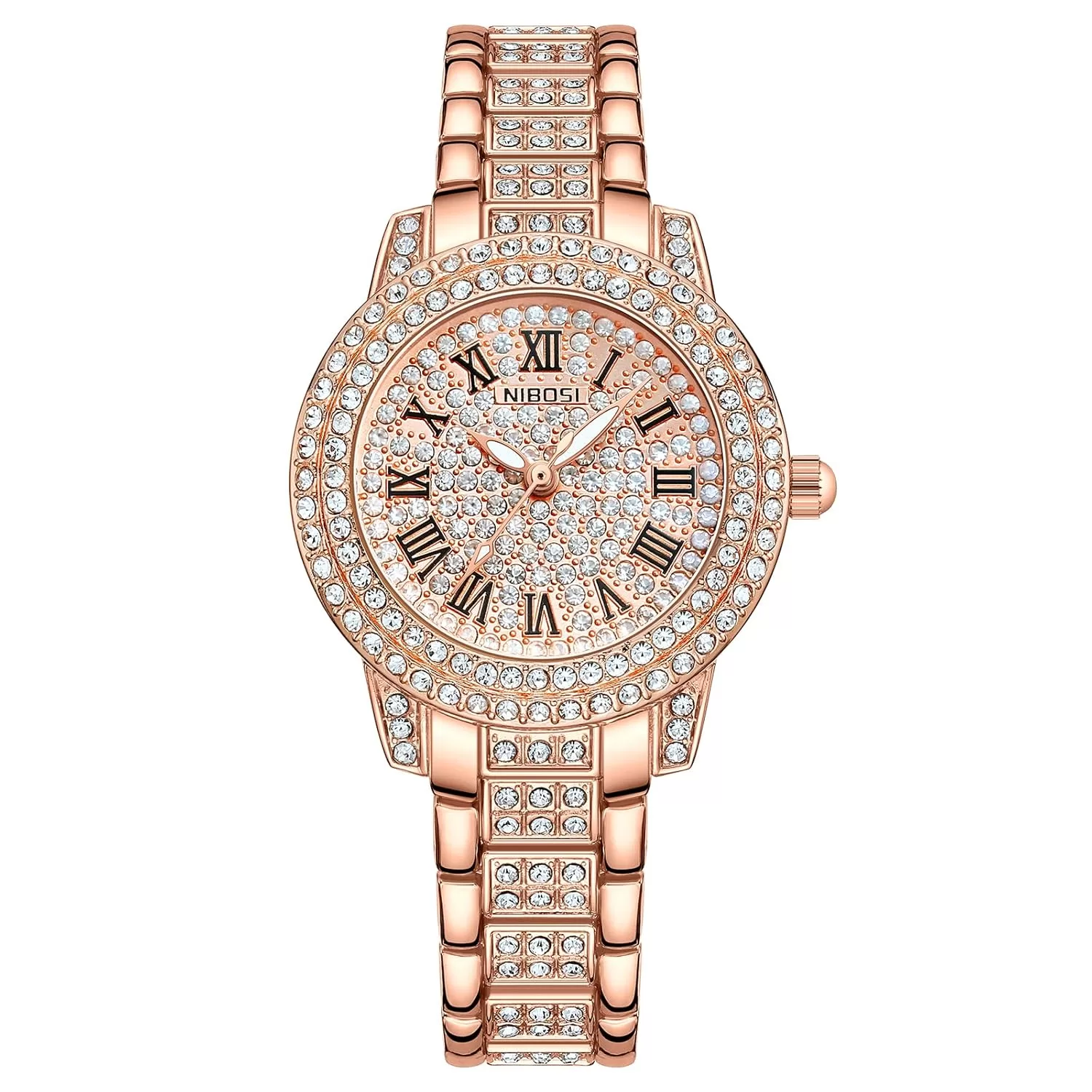 NIBOSI Women Wrist Watches Analog Rose Gold Dial Women’s Watch for Girls&Miss&Ladies Diamond Studded with Stylish Girlfriend Watches