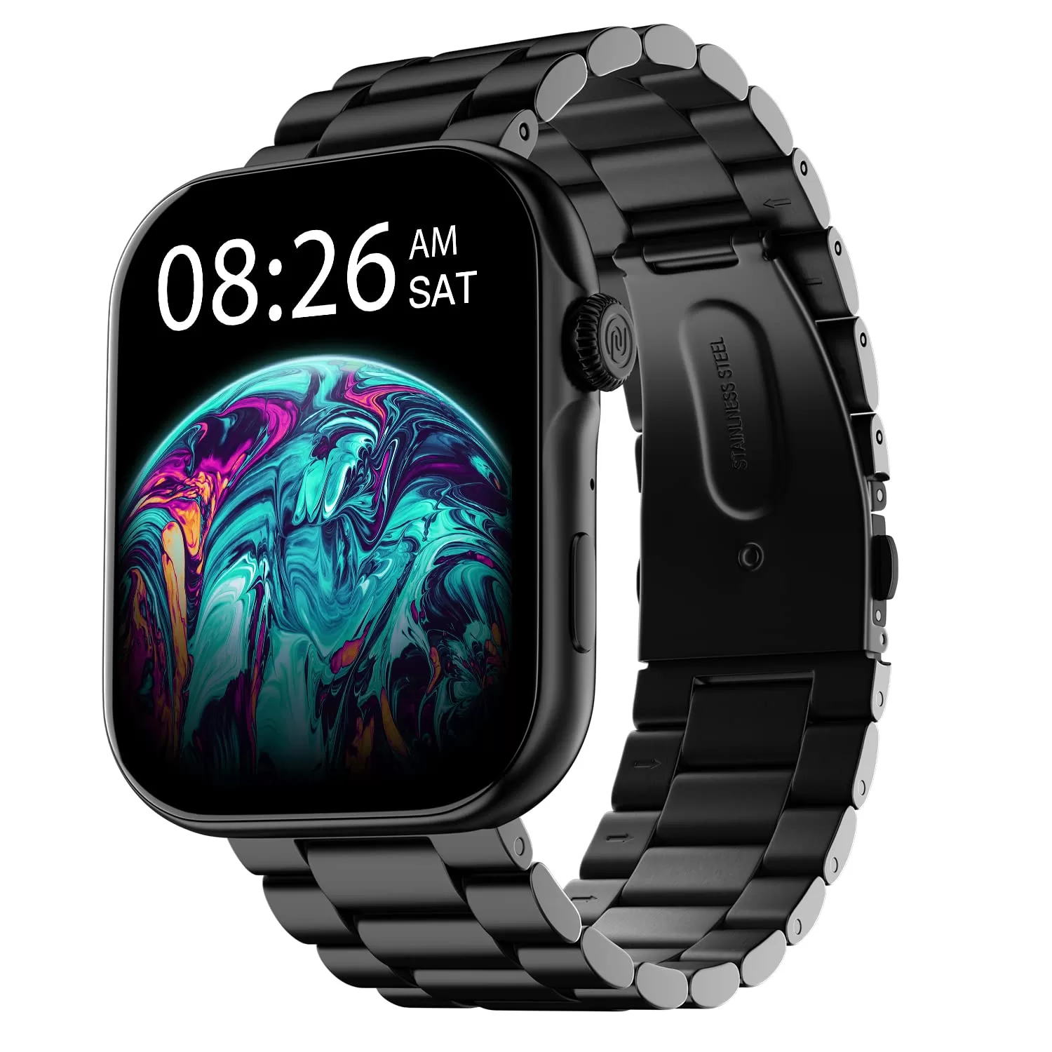 Noise ColorFit Ultra 3 Bluetooth Calling Smart Watch with Biggest 1.96″ AMOLED Display, Premium Metallic Build, Functional Crown, Gesture Control with Metallic Strap (Jet Black: Elite Edition)