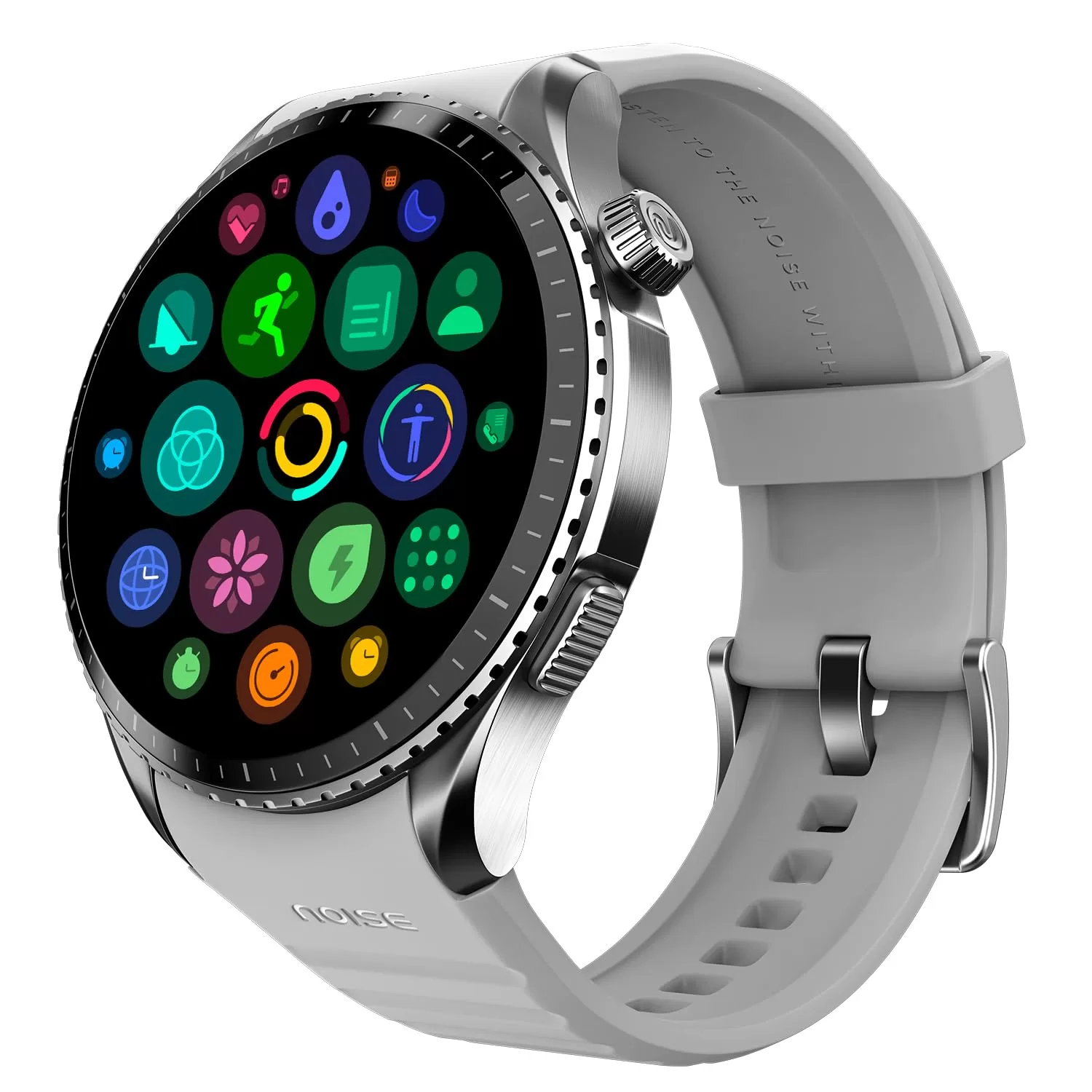 Noise Origin Smart Watch Smoothest UI Experience (New Nebula UI) & EN 1 Processor, 1.46″ ApexVision AMOLED Display, Stainless Steel, Contour-Cut Design, Fitness Age, Fast Charging (Silver Grey)